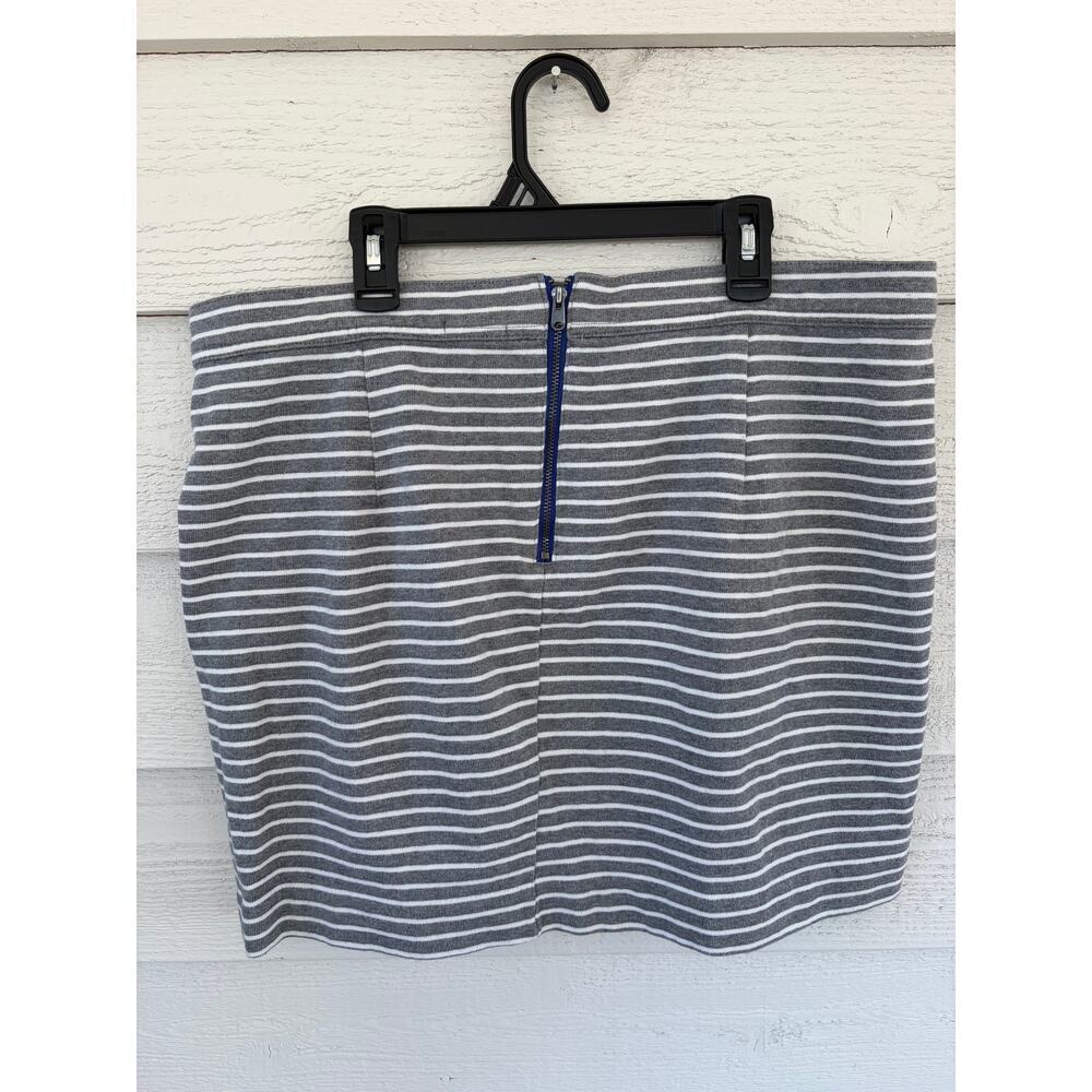 Gap Gray White Striped Cotton Mini Skirt Pockets Casual Skirt Size L - Picture 8 of 9